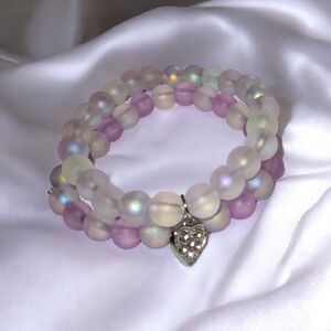 Handmade Iridescent and Purple Beaded Bracelet